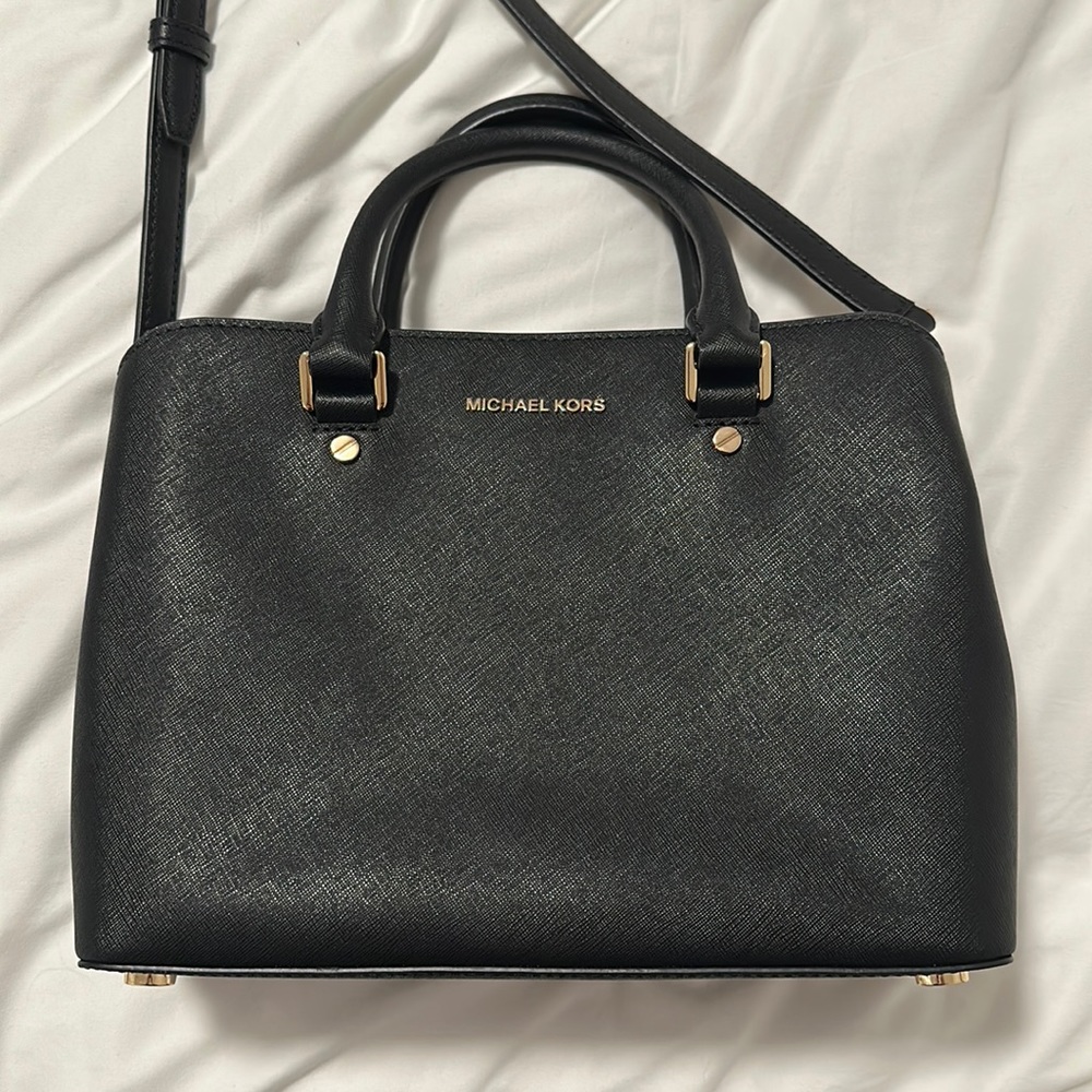 Michael Kors black Saffiano leather Savannah purse